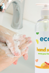 Individual using citrus-scented eco soap to wash their hands, promoting eco-friendly living.