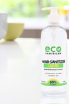 Small bottle of Eco Sanitizer's hand sanitizer liquid.