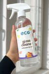 Eco-friendly glass cleaner in citrus, for sustainable home cleaning and green living.